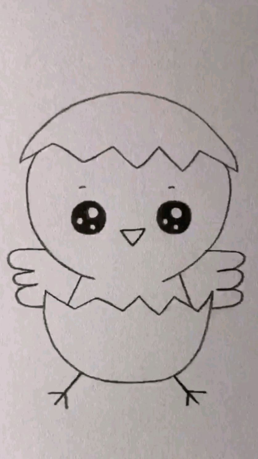 彩色铅笔画:画一只小鸡