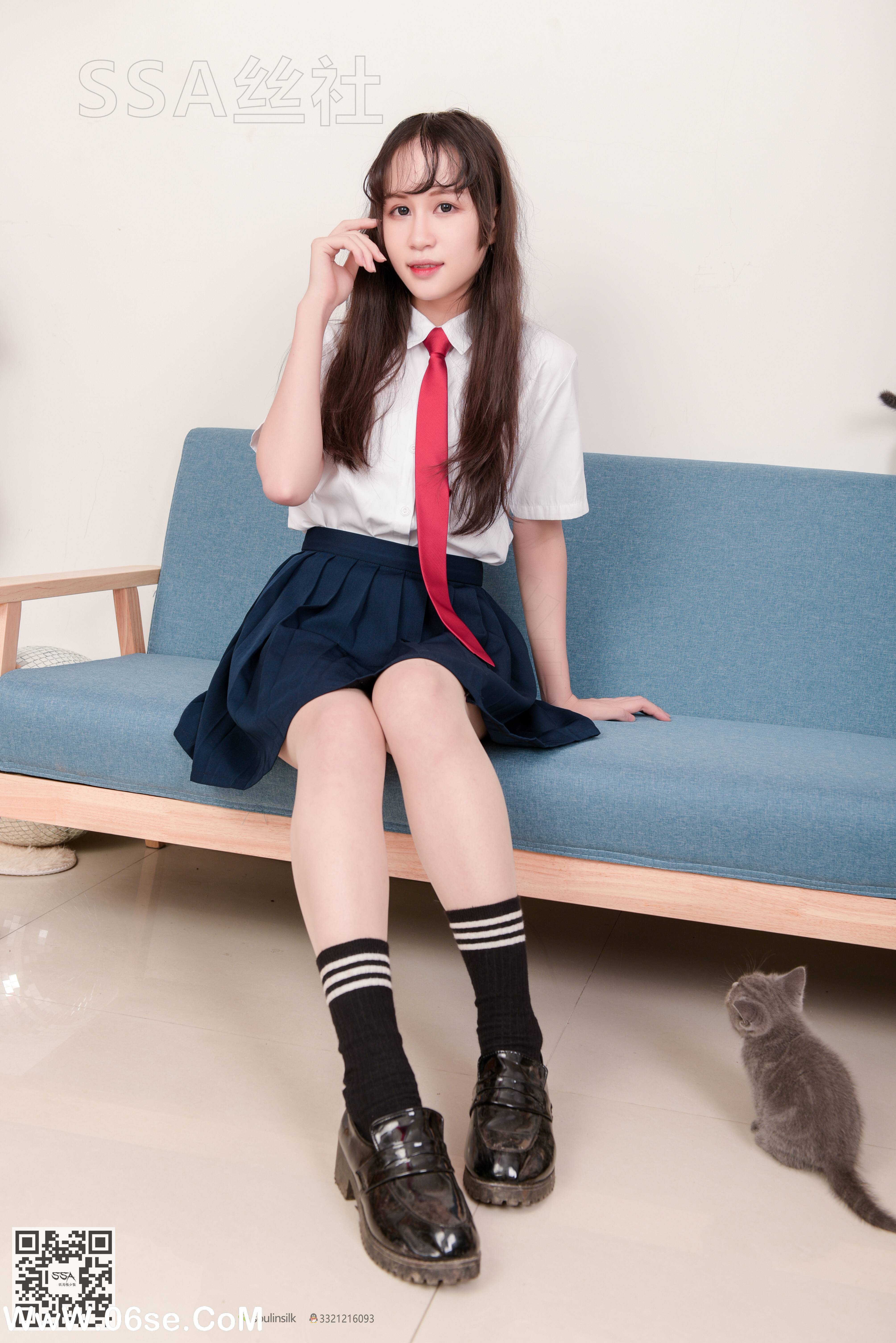 图片[6]-[SSA丝社] NO.141 丹丹 JK制服黑色半膝袜肉丝穿搭示范[133P2.09G]-六色网