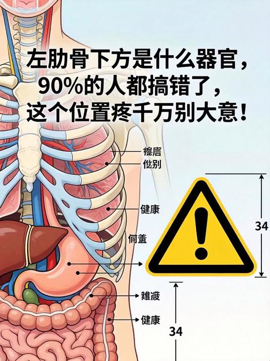 左肋骨下方是什么器官,90%的人都搞错了,这个位置疼千万别大意!