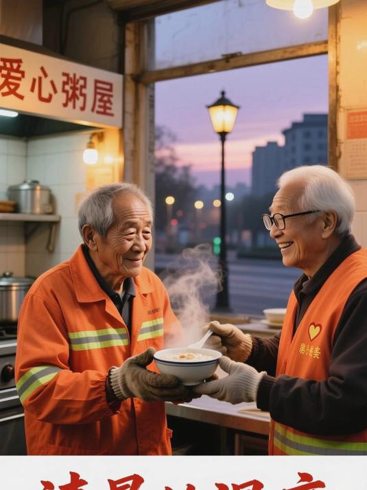 励志故事:志愿者坚守爱心粥屋,每日为环卫工人送热粥