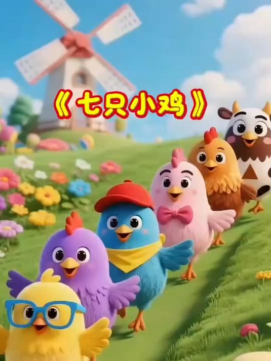益智启蒙早教儿歌动画《七只小鸡》一二三四五六七
