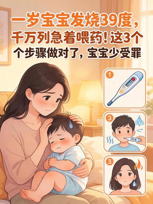一岁宝宝发烧39度,千万别急着喂药!这3个步骤做对了,宝宝少受罪