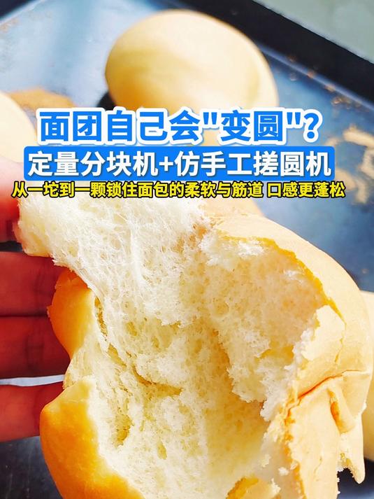 面团自己会“变圆”定量分块机+仿手工搓圆机锁住面包的柔软与筋道