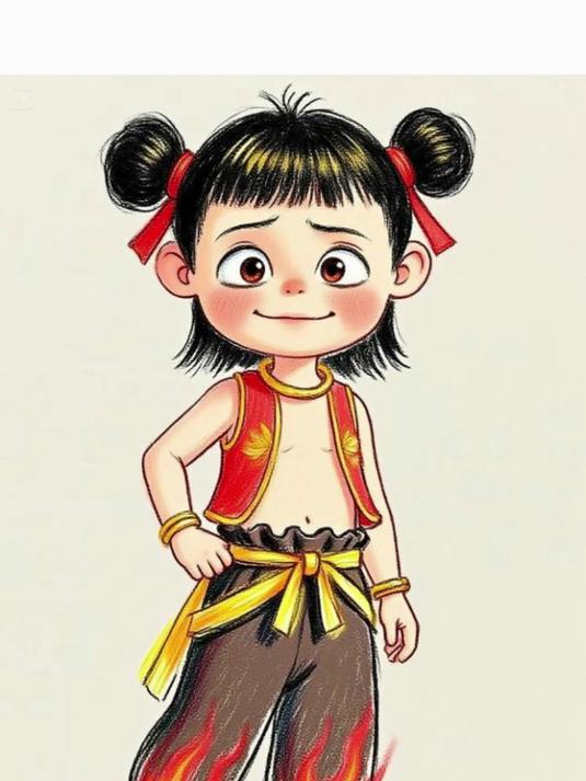 谁更胜一筹:儿童画作PK专业哪吒画像