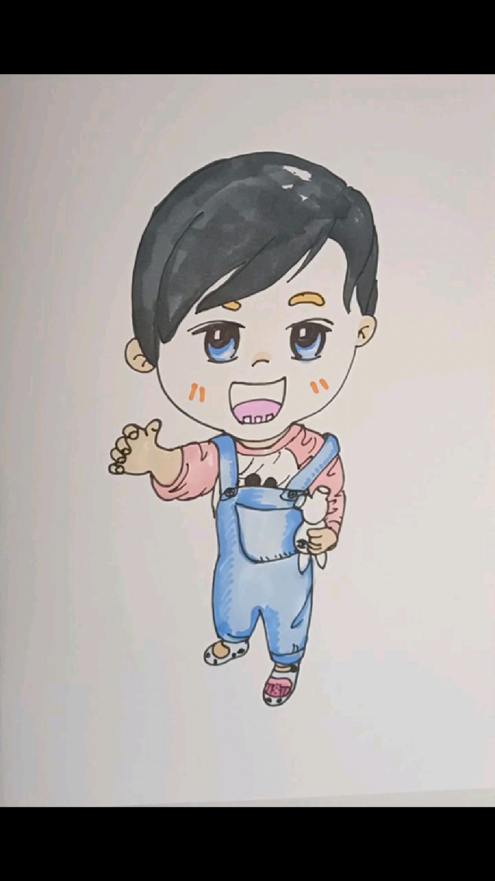 卡通漫画系列卡通人物绘画步骤视频,家有萌宝之妈妈给我和小兔子拍照。用绘画记录生活