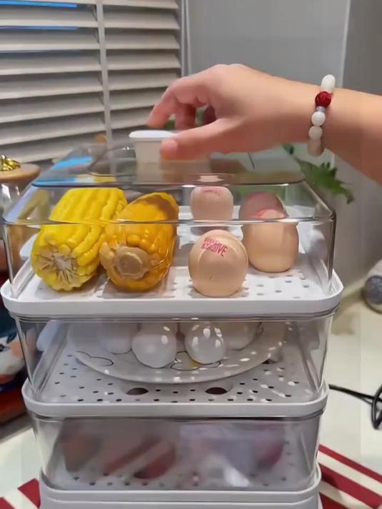 超大容量电蒸锅!一次蒸满全家菜,多层蒸煮不串味,省时又健康