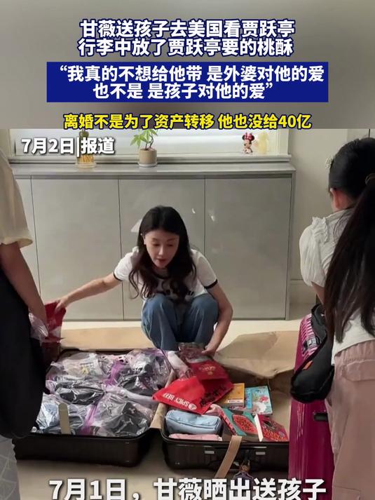 甘薇送孩子去美国看贾跃亭,行李中放了贾跃亭要的桃酥