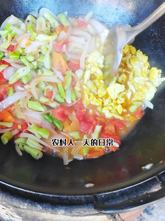 鸡蛋西红柿豆角捞面条