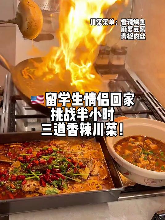 今日川菜菜单：香辣烤鱼，麻婆豆腐，青椒肉丝