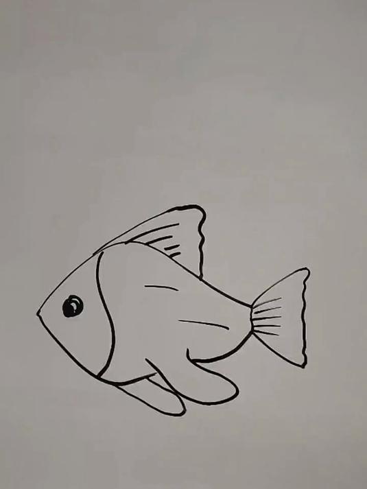 简笔画教程——可爱的小鱼儿,自由自在地游来游去