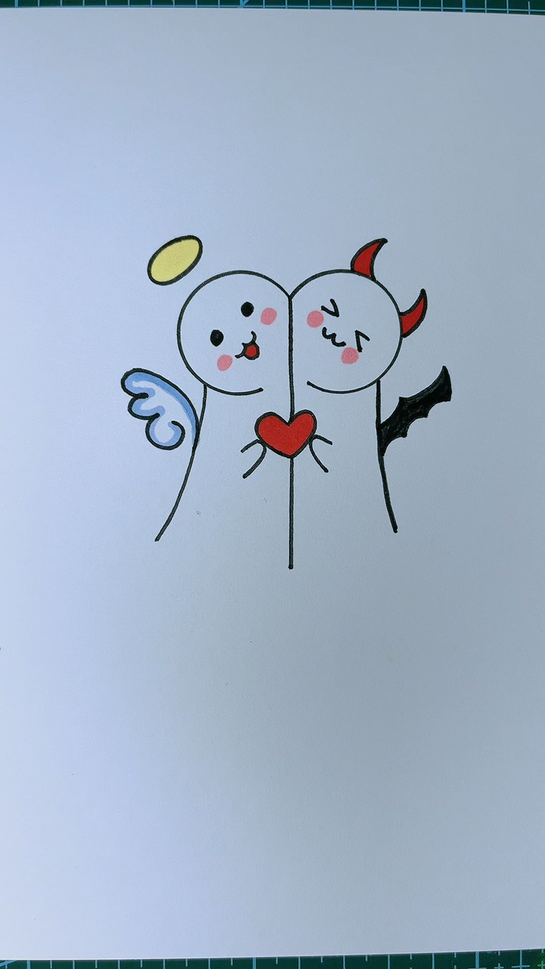 简笔画天使与恶魔