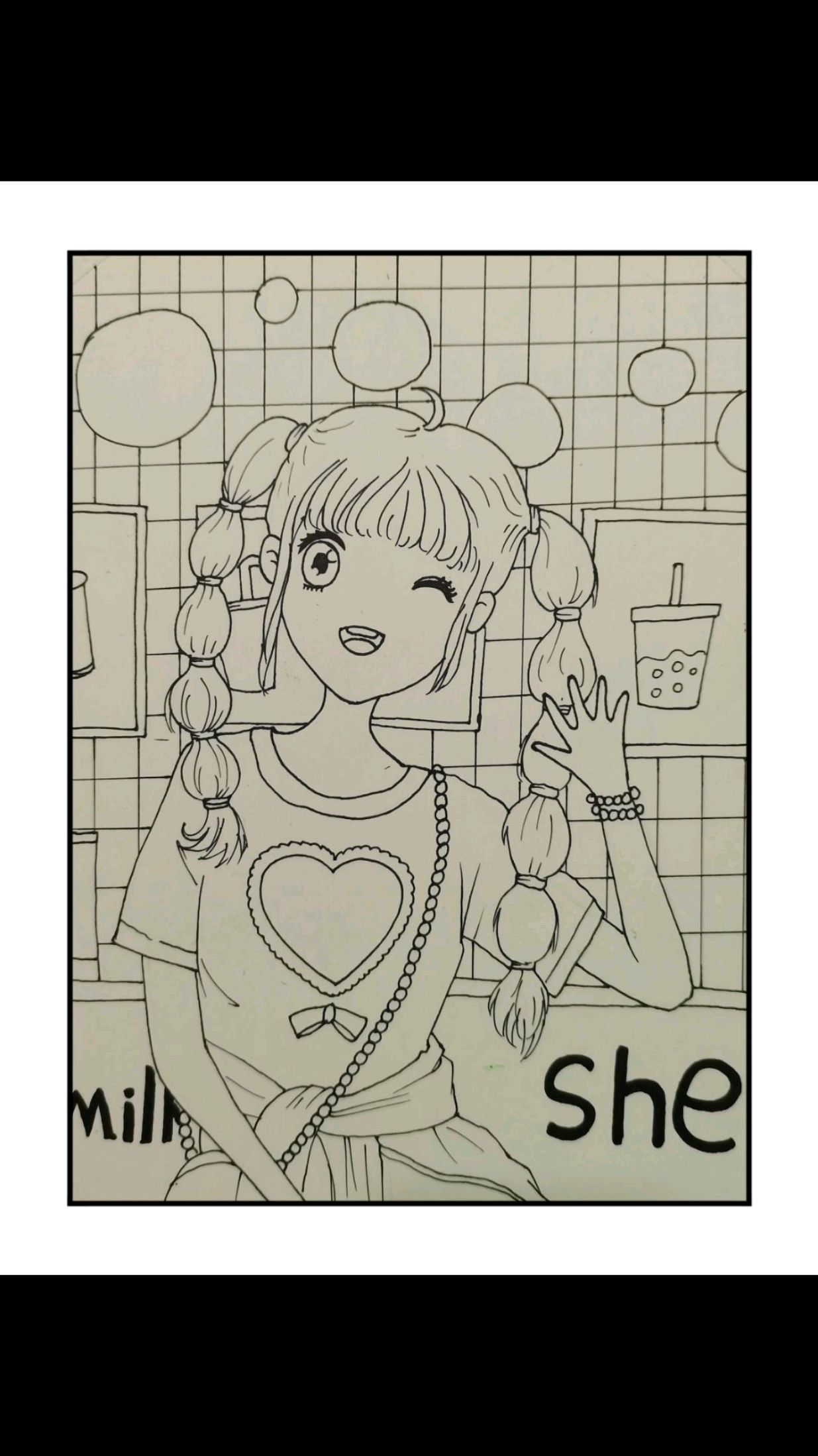 中级动漫奶茶女孩(勾线篇)