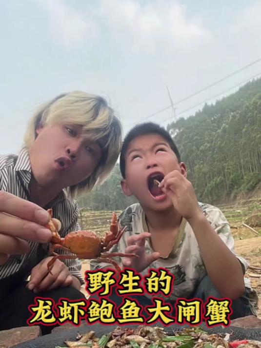美味无比的野生龙虾 鲍鱼 大闸蟹