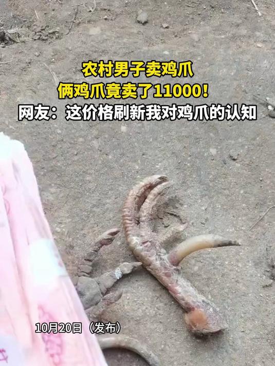 农村男子卖鸡爪,俩鸡爪竟卖了11000!网友:这价格刷新我对鸡爪的认知