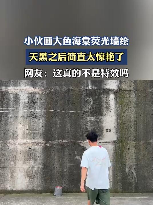 小伙画大鱼海棠荧光墙绘，天黑之后简直太惊艳了