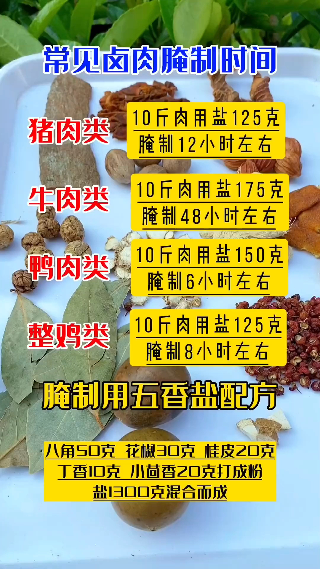肉类食材腌制时间