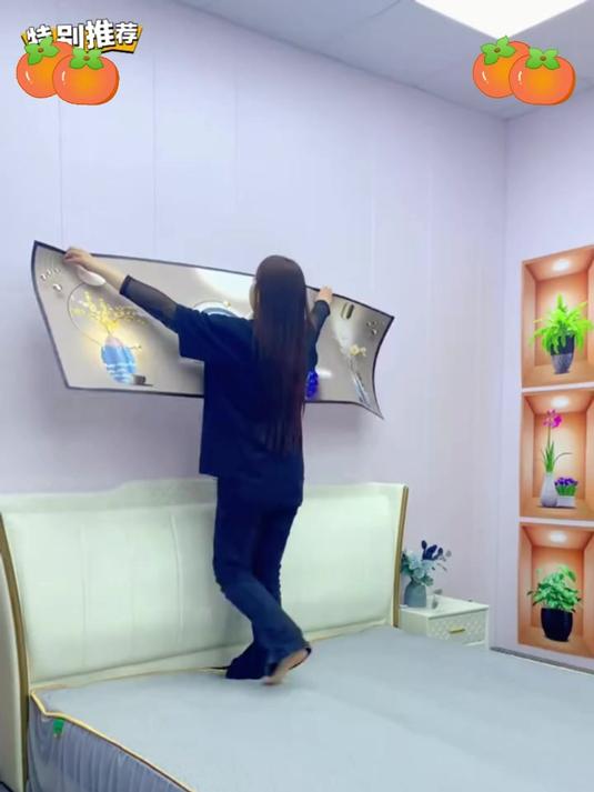 床头自粘挂画,简单几步搞定,卧室焕然一新