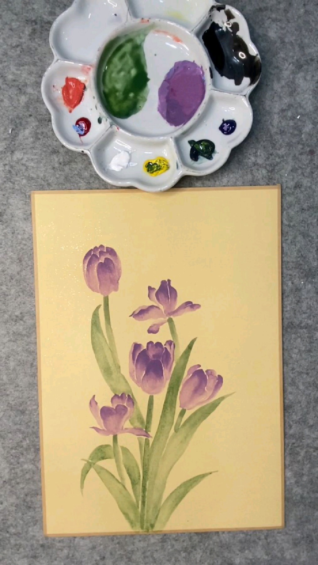 国画没骨郁金香