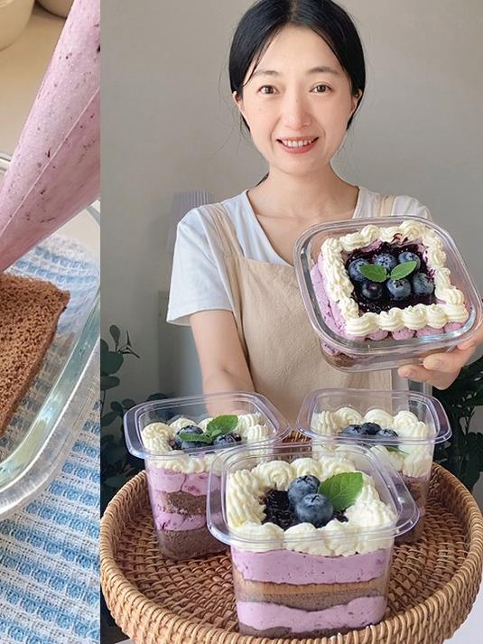 蓝莓盒子蛋糕,不会卷蛋糕卷的姐妹快看过来