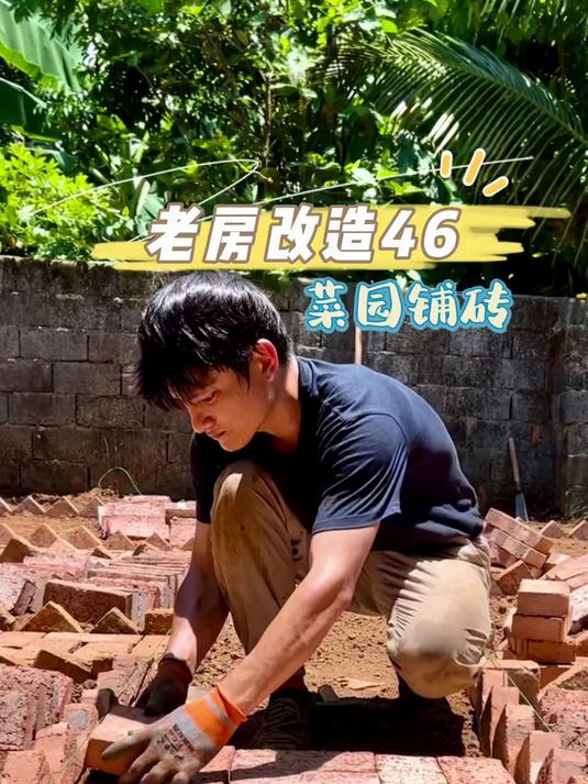 老房改造第46集,这几天给菜园铺砖还把屋后垃圾全部清理了