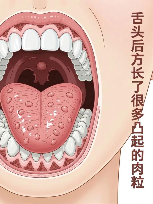舌头后方长了很多凸起的肉粒 #健康扬帆季#