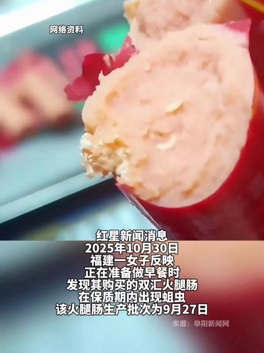 双汇火腿肠保质期内出现蛆虫,双汇客服回应高温生产不存在蛆虫