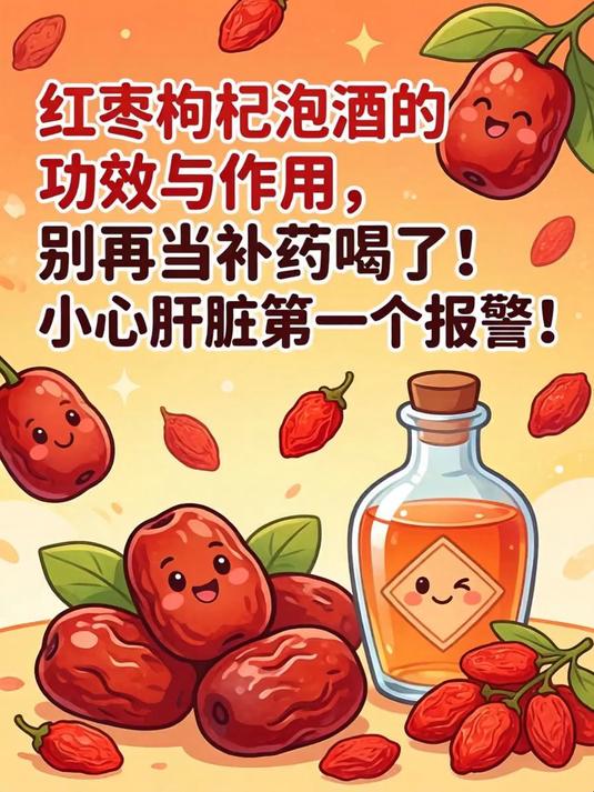 红枣枸杞泡酒的功效与作用,别再当补药喝了!小心肝脏第一个报警!