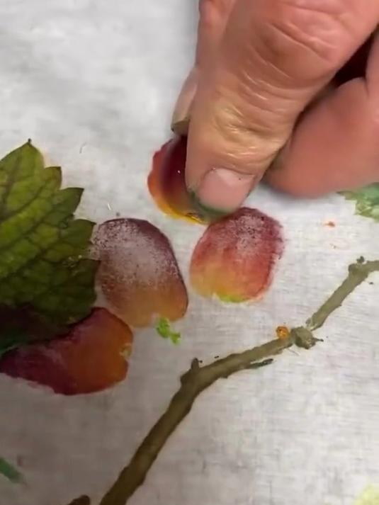 用拓印的方法画葡萄游鱼画