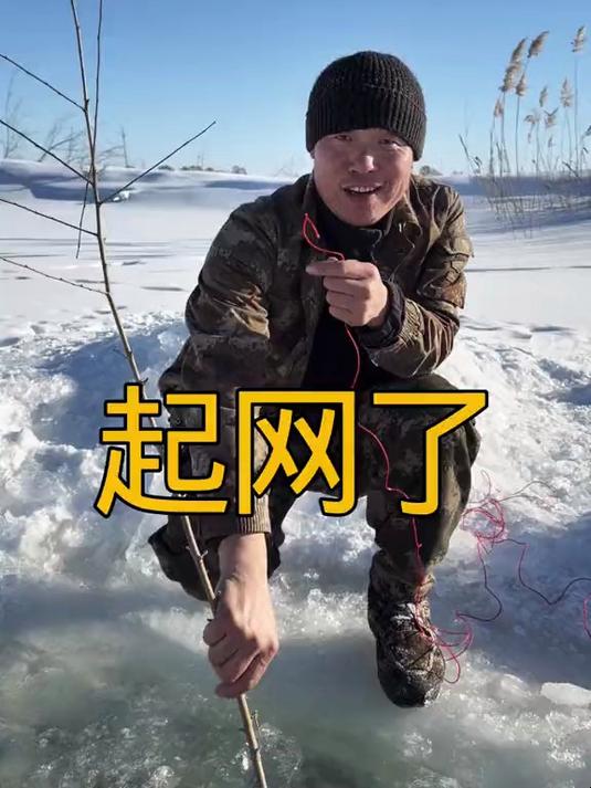 冬捕 起网捕鱼，看下了五天的网能捕多少鱼