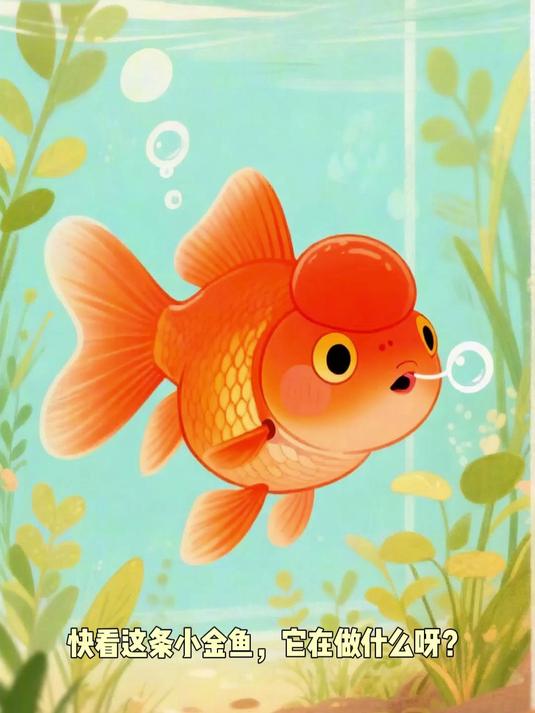 观察小金鱼吐泡泡，一串一串超好玩