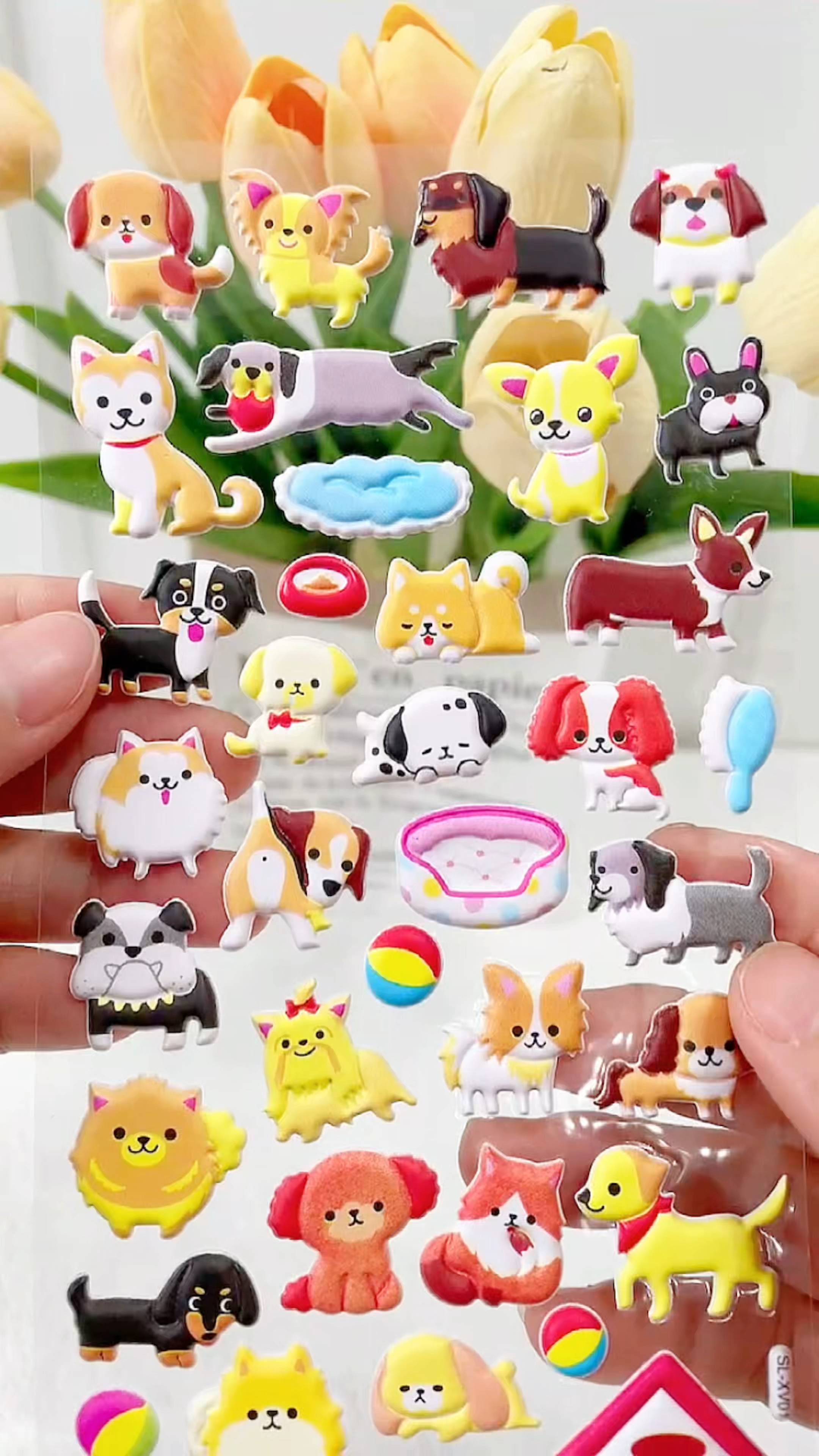 卡通可爱的狗狗贴纸,各种卡通的狗狗图案,一起来贴贴贴吧!