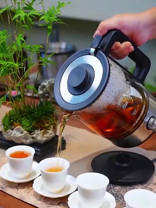 蒸汽喷淋式蒸煮两用煮茶器,304不锈钢材质,高硼硅玻璃壶身