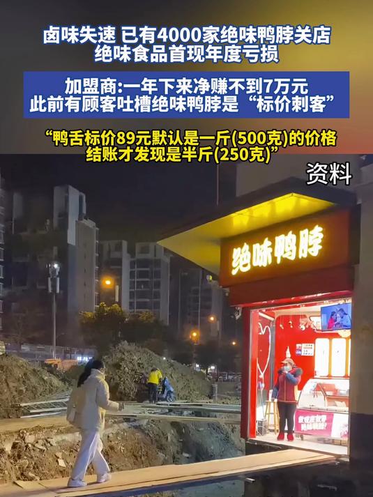 卤味失速，已有4000家绝味鸭脖关店，绝味食品首现年度亏损
