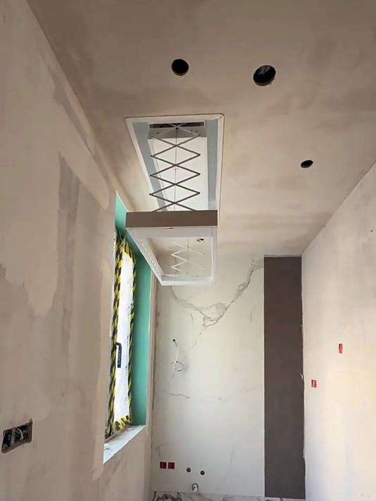 欧派隐形超薄电动晾衣架阳台暗藏零嵌入式智能升降自动伸缩晒杆机