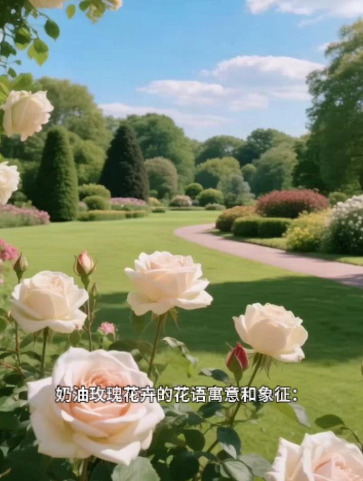 奶油玫瑰花卉的花语寓意和象征