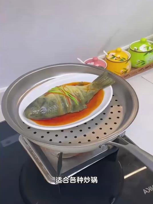 炒锅专用不锈钢蒸屉,透气匀受热,蒸蛋蒸饺鲜嫩不夹生,很好用!