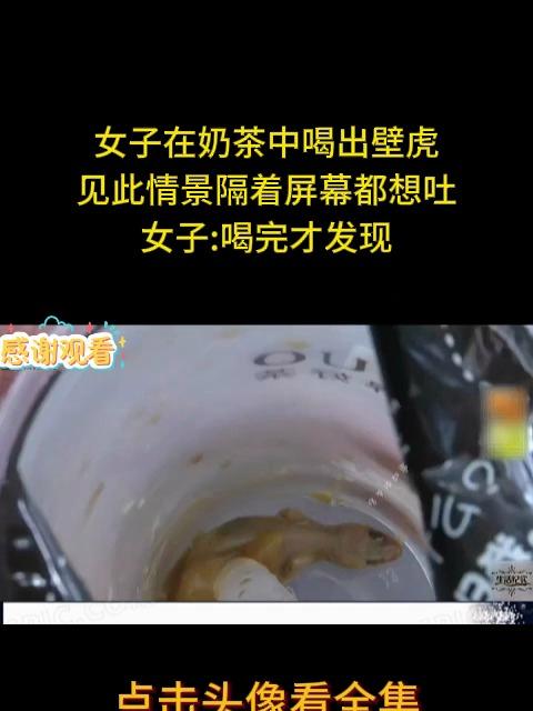 女子在奶茶中喝出壁虎,见此情景隔屏幕都想吐,女子:喝完才发现