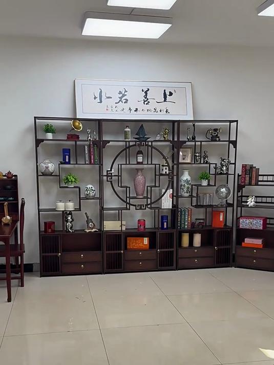 家用陈列架茶具收纳柜中式博古架放茶叶的置物架非实木摆件展示柜