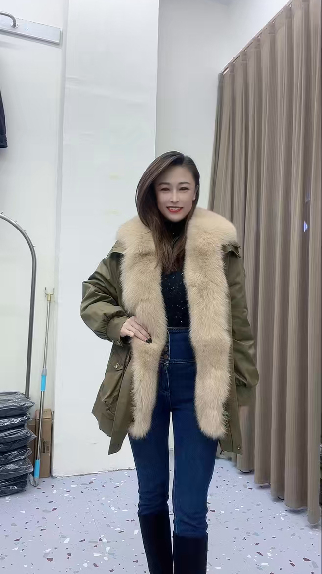 女士时尚潮流皮草派克服,河北源头工厂,真皮真毛