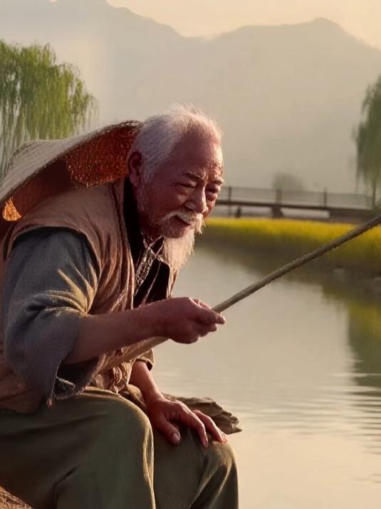 钓鱼老人与鱼的荒诞温情