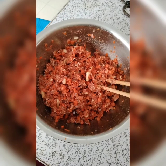 中午吃饭了 就是牛肉胡萝卜馅儿饺子