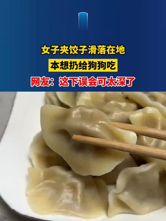 女子夹饺子滑落在地,本想扔给狗狗吃,网友:这下误会可太深了