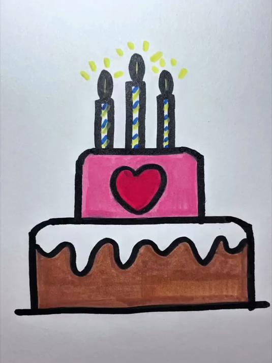 来看看妈妈怎么画蛋糕