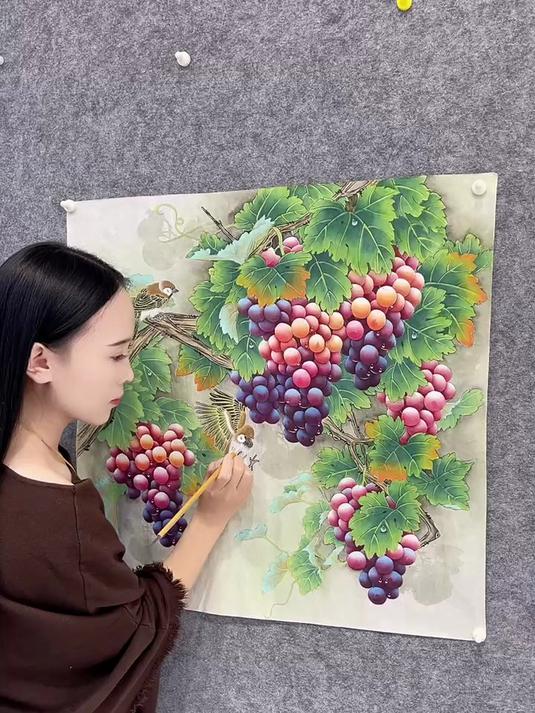 “葡天同庆、萄你欢喜”创意工笔画葡萄!