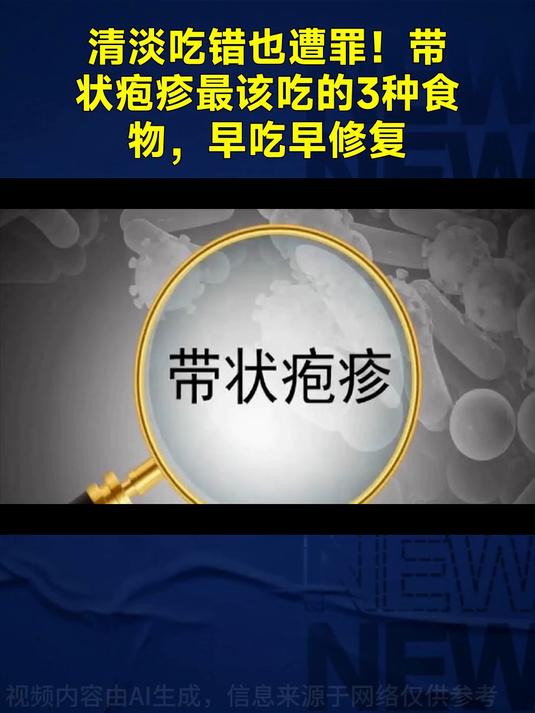 清淡吃错也遭罪！带状疱疹最该吃的3种食物，早吃早修复