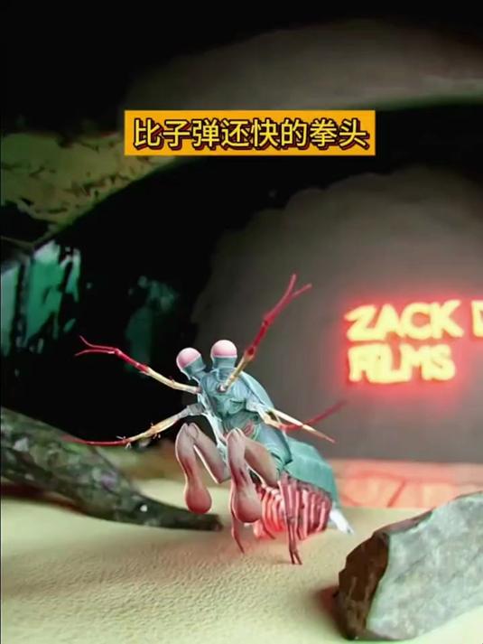 螳螂虾出拳的速度比子弹还快,它会以枪击般的力量震碎玻璃