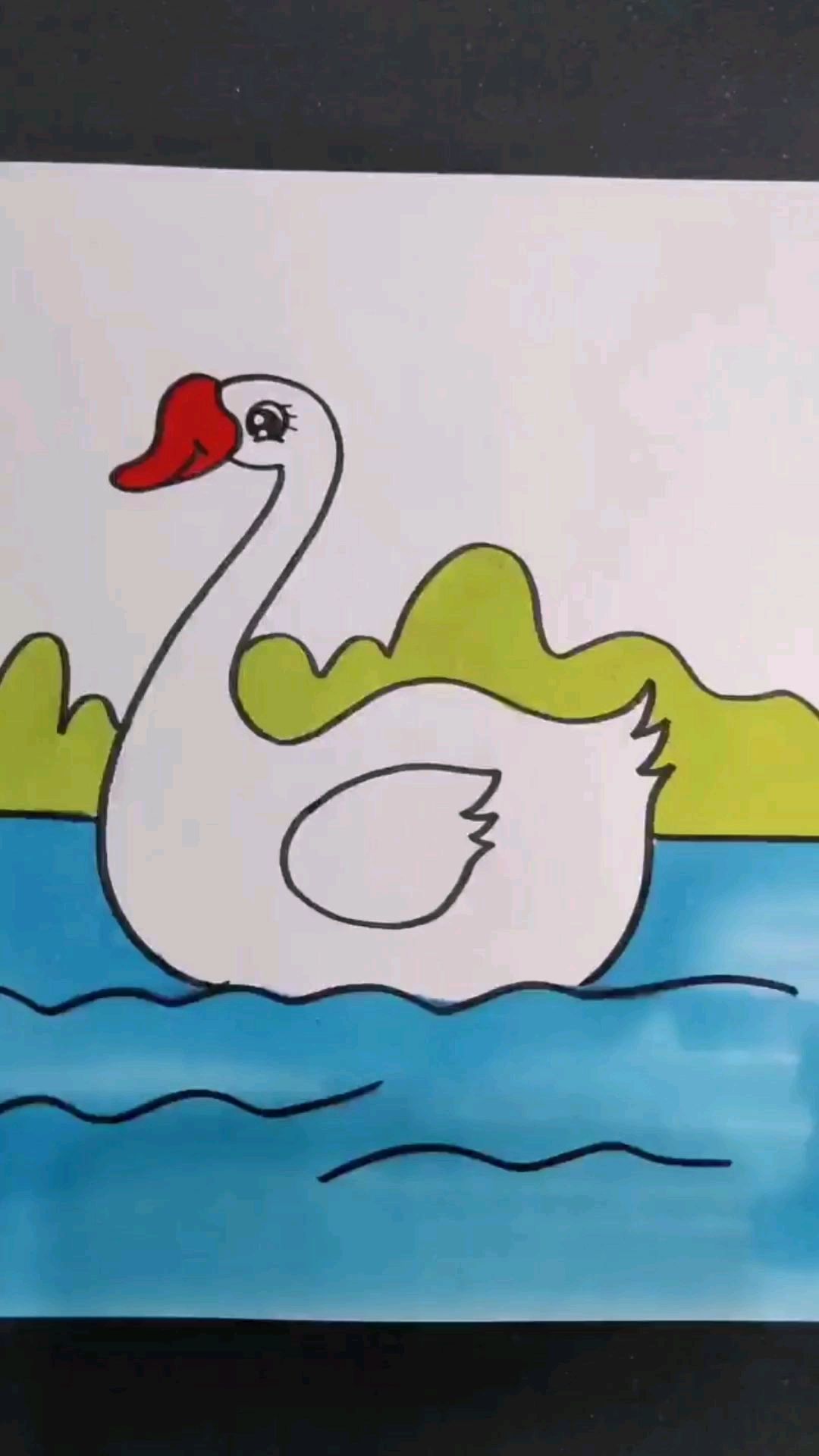 彩色铅笔画:画一只大白鹅