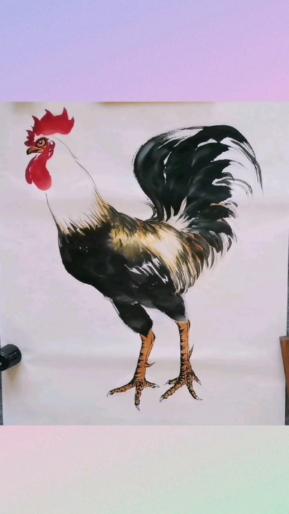 王兴民国画公鸡:写意画公鸡技巧过程