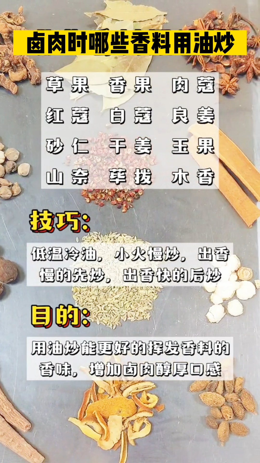 教你辨别卤肉时哪些香料用油炒,哪些香料用水泡 #卤味技术培训 #香料