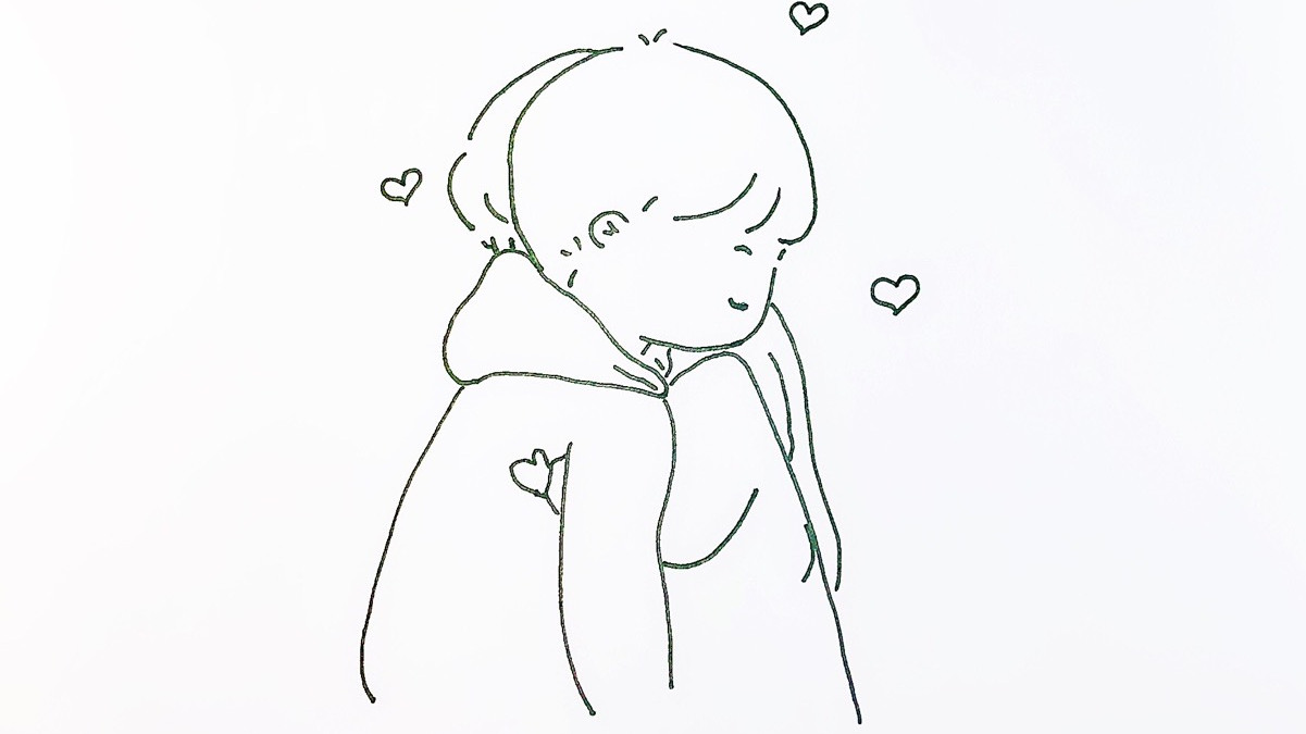 可爱简笔画:手绘情侣系列,简单几笔,画出两个萌萌哒卡通人物@百度动态 #未来计划# #绘画